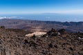 View from Teide ÃâÃÂ¾ Las Canadas Caldera volcano with solidified lava and Montana Blanca mount. Teide national Park, Tenerife, Royalty Free Stock Photo